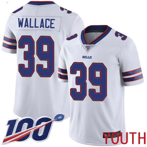 Youth Buffalo Bills #39 Levi Wallace White Vapor Untouchable Limited Player 100th Season NFL Jersey->youth nfl jersey->Youth Jersey